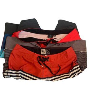 Bundle of 2 Men's Board Swim Shorts Rip Curl & Burnside Red & Blue Sz 38 Classic